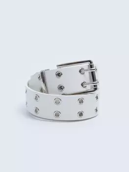 Ремень из экокожи с двойным рядом люверсов