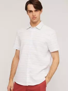 Рубашка из фактурного хлопка с узором в полоску