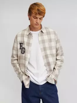 Рубашка из хлопка с длинным рукавом и узором в клетку