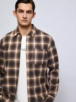 Рубашка из хлопка с длинным рукавом и узором в клетку