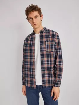 Рубашка из хлопка с длинным рукавом и узором в клетку