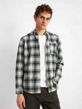 Рубашка из хлопка с длинным рукавом и узором в клетку