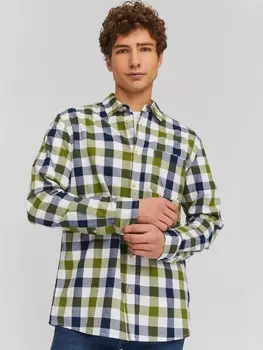 Рубашка из хлопка с длинным рукавом и узором в клетку