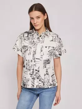 Рубашка из хлопка с коротким рукавом и принтом