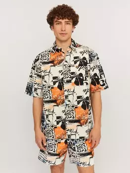 Рубашка из хлопка с коротким рукавом и принтом