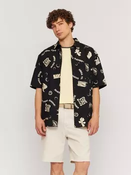 Рубашка из хлопка с коротким рукавом и принтом