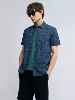 Рубашка из хлопка с принтом и коротким рукавом