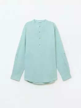 Рубашка из хлопка с воротником-стойкой