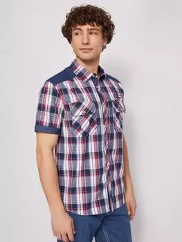 Рубашка из хлопка в клетку с коротким рукавом