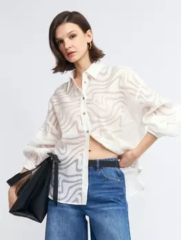 Рубашка из полупрозрачной ткани с принтом