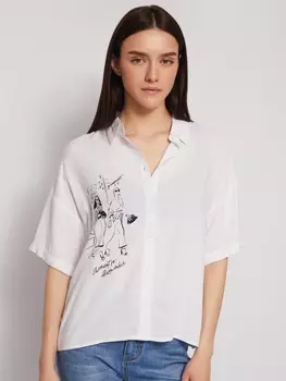 Рубашка из вискозы с коротким рукавом и принтом