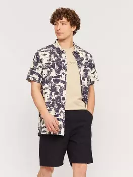 Рубашка из вискозы с коротким рукавом и принтом