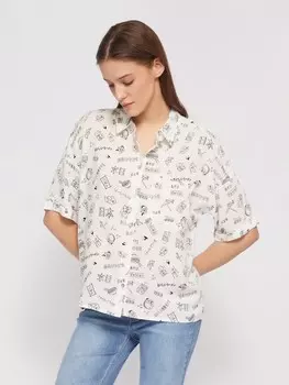 Рубашка из вискозы с коротким рукавом и принтом