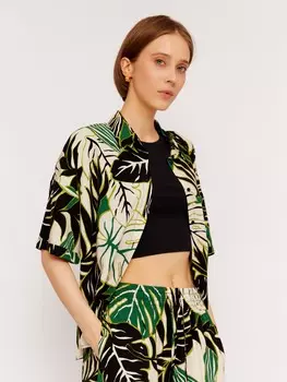 Рубашка из вискозы с тропическим принтом