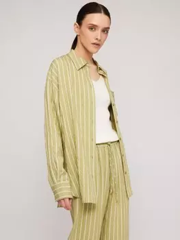 Рубашка оверсайз в полоску с длинным рукавом