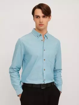 Рубашка прямого силуэта из хлопка с длинным рукавом