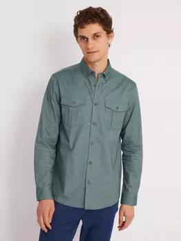 Рубашка прямого силуэта из хлопка с длинным рукавом