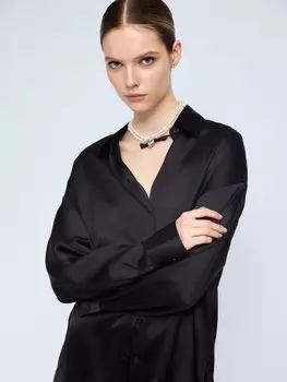 Рубашка свободного силуэта из атласной ткани