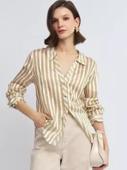 Рубашка в полоску с вырезом на груди