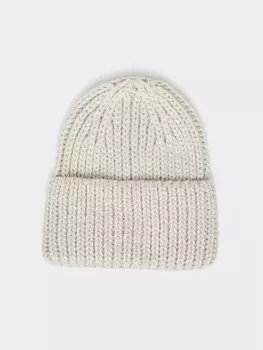 Шерстяная вязаная шапка-бини с отворотом