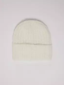 Шерстяная вязаная шапка-бини с отворотом
