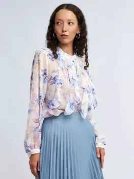 Шифоновая рубашка с воланами и принтом