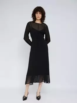 Шифоновое платье миди с нижней комбинацией