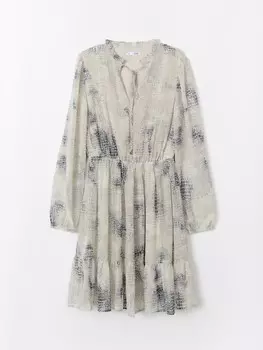 Шифоновое платье миди с резинкой на талии