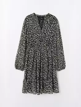 Шифоновое платье миди с резинкой на талии