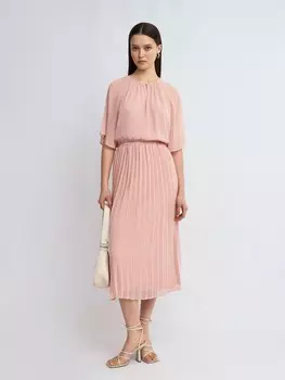 Шифоновое платье миди с юбкой плиссе