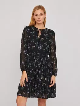 Шифоновое платье в цветочный принт с плиссировкой