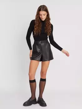 Шорты из экокожи с высокой талией и поясом в комплекте
