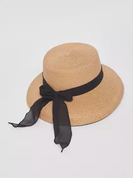Соломенная плетёная шляпа с лентой