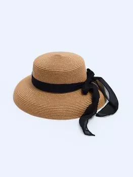 Соломенная плетёная шляпа с лентой