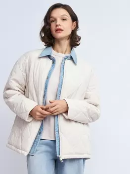 Стёганая куртка с джинсовым воротником и вшитой манишкой