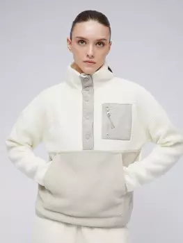 Свитшот из экомеха с воротником-стойкой на кнопках