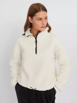 Свитшот из экомеха с воротником-стойкой на молнии