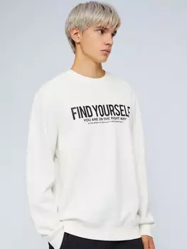 Свитшот из фактурного трикотажа с принтом-надписью