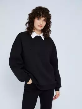 Свитшот расслабленного фасона со стразами