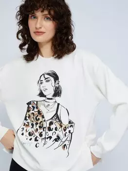 Свитшот с акцентным принтом на груди