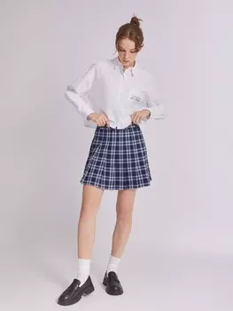 Теннисная клетчатая юбка длины мини в складку