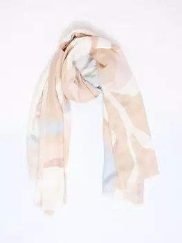 Тканевый шарф с короткой бахромой и принтом