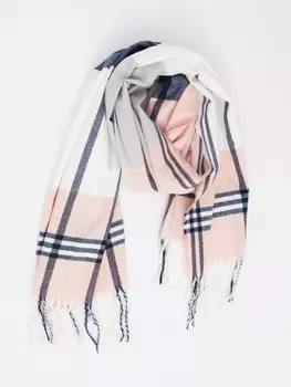 Тканевый шарф в клетку с длинной бахромой