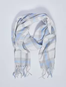 Тканевый шарф в клетку с длинной бахромой