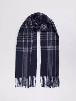 Тканевый шарф в клетку с длинной бахромой