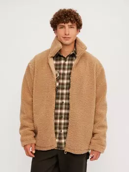 Толстовка из экомеха на молнии с воротником-стойкой