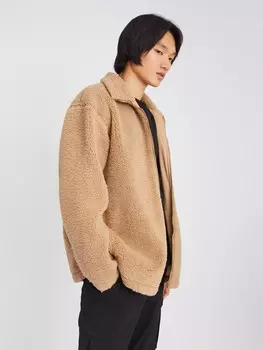 Толстовка из экомеха на молнии с воротником-стойкой