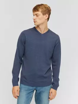 Тонкий трикотажный пуловер с треугольным вырезом