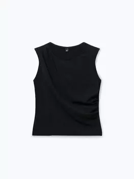 Топ-блузка без рукавов с драпировкой