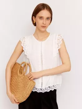 Топ-блузка с кружевом без рукавов